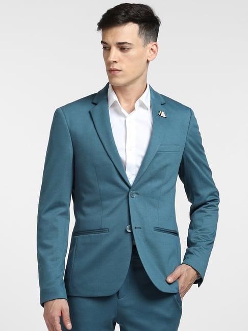 jack & jones teal notched lapel blazer