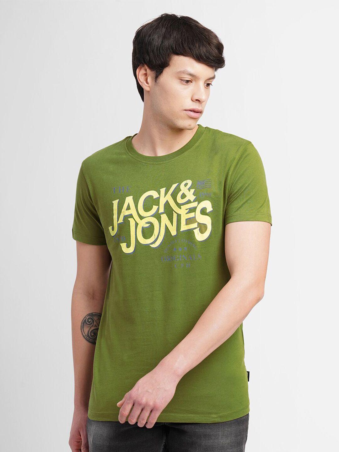 jack & jones typography printed cotton slim fit t-shirt