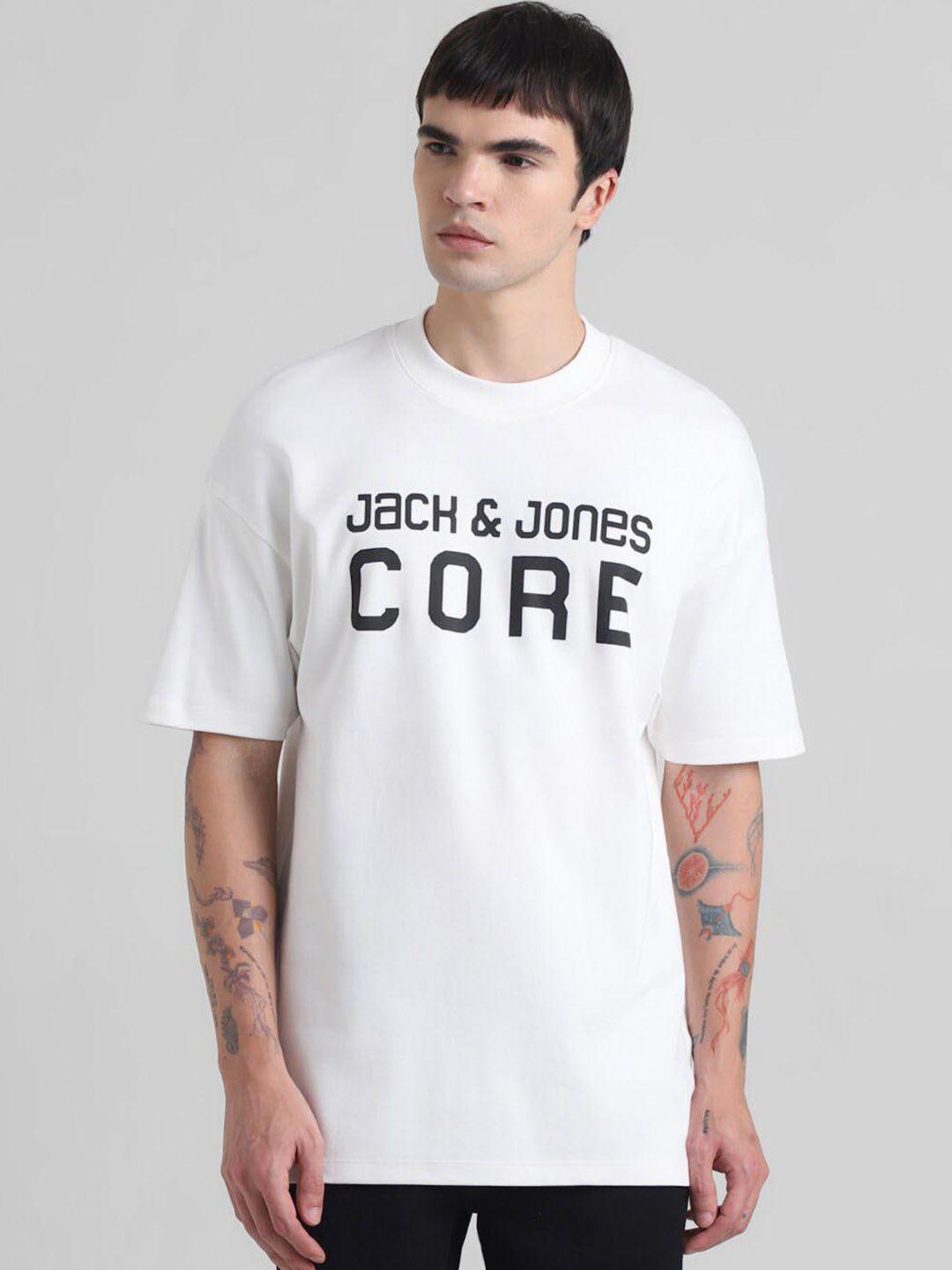 jack & jones typography printed crew neck cotton boxy t-shirt