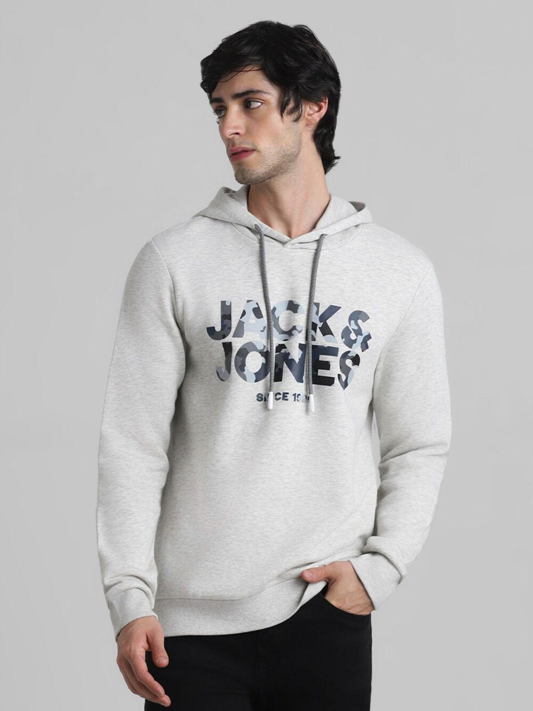 jack & jones typography printed hooded sweatshirt