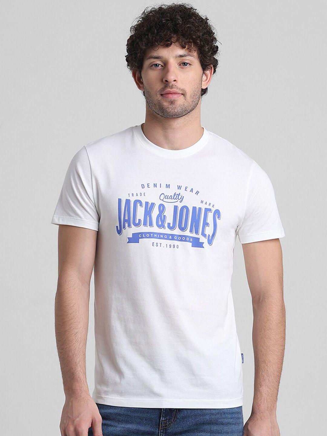 jack & jones typography printed slim fit cotton t-shirt