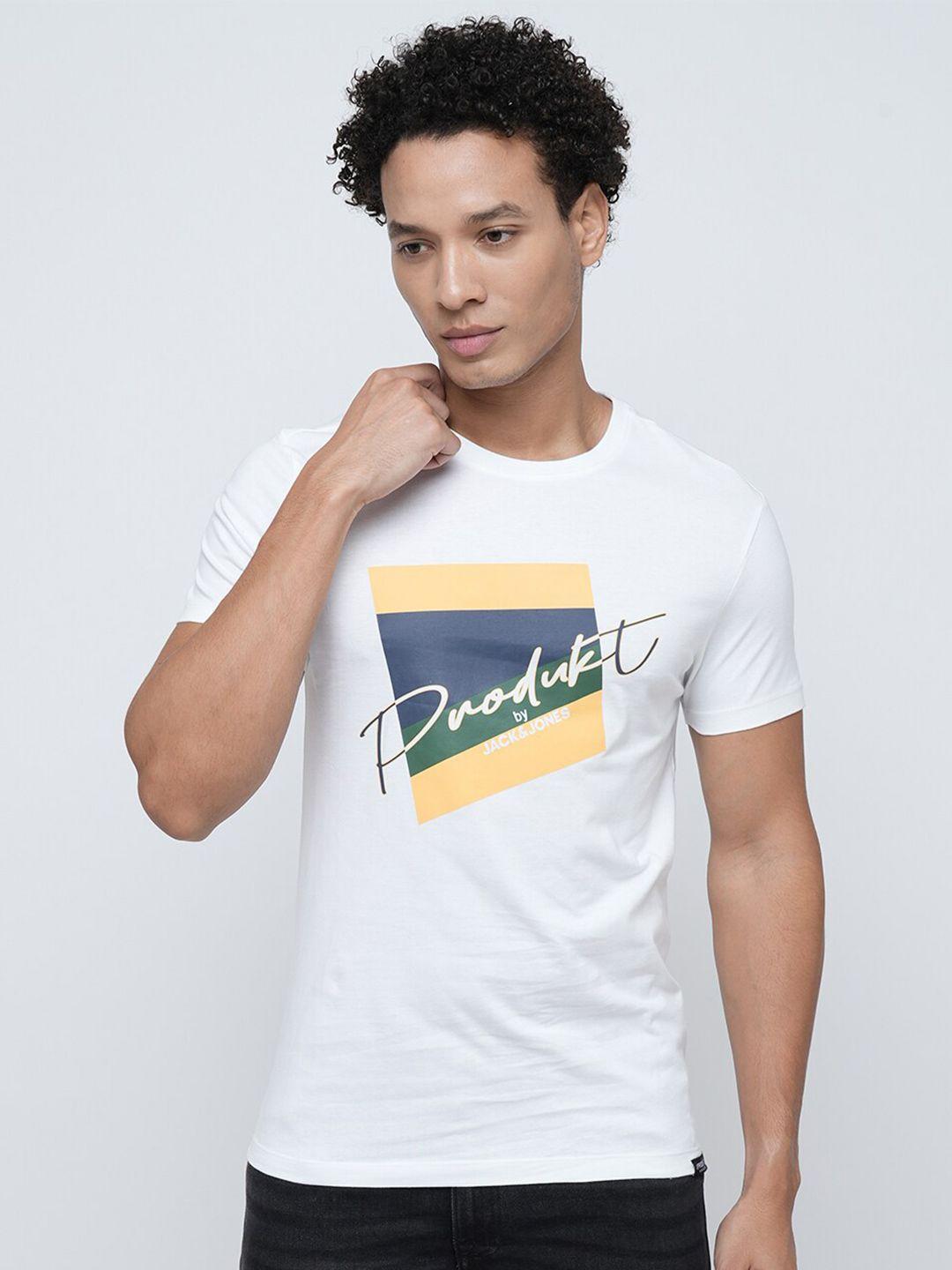 jack & jones typography printed slim fit cotton t-shirt