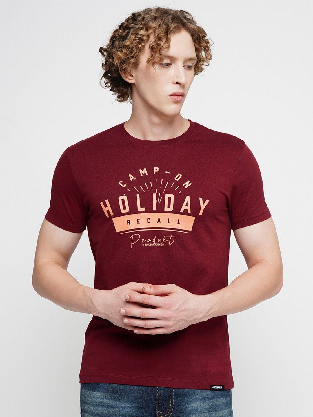 jack & jones typography printed slim fit cotton t-shirt