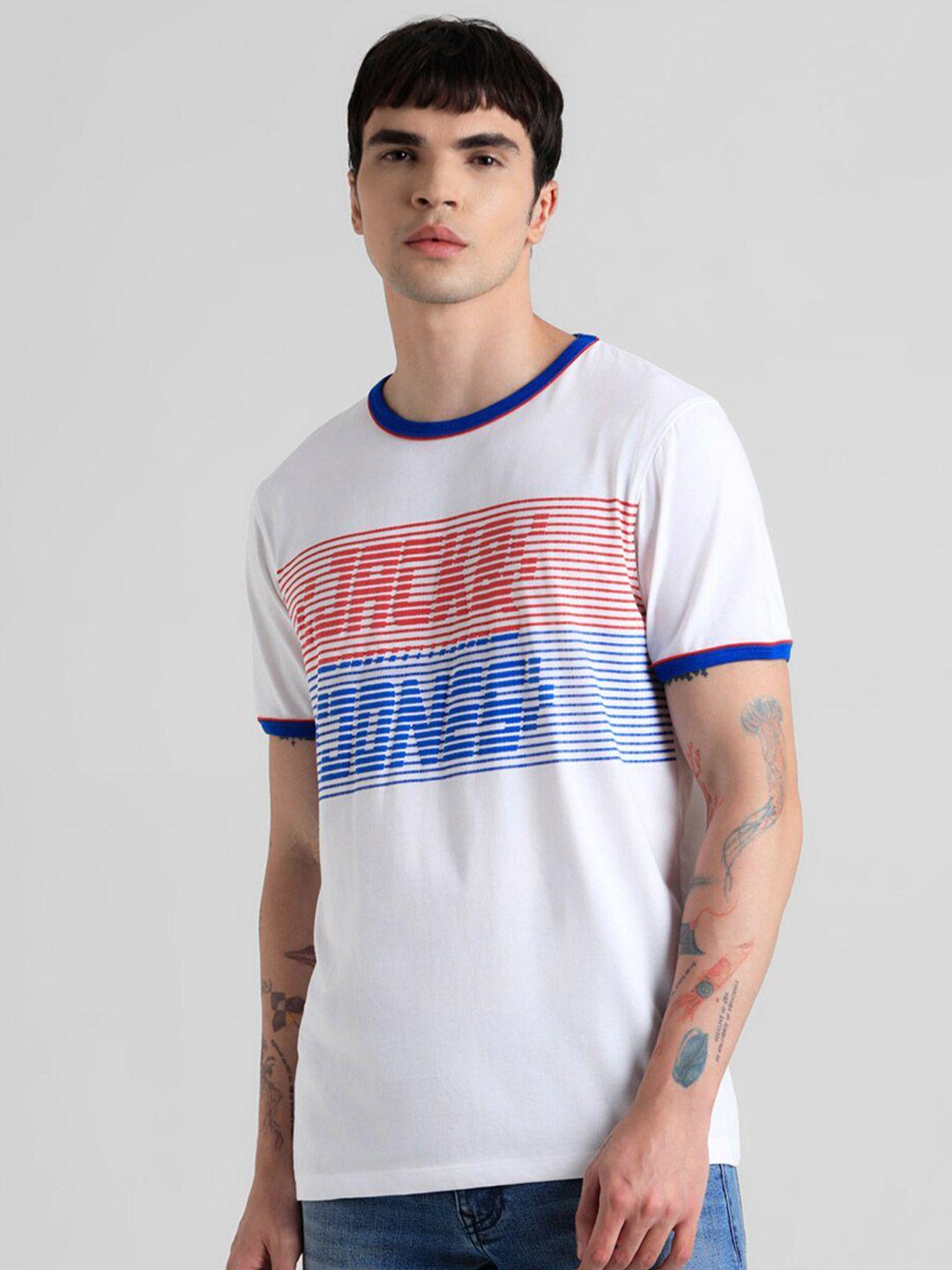 jack & jones typography printed slim fit pure cotton t-shirt