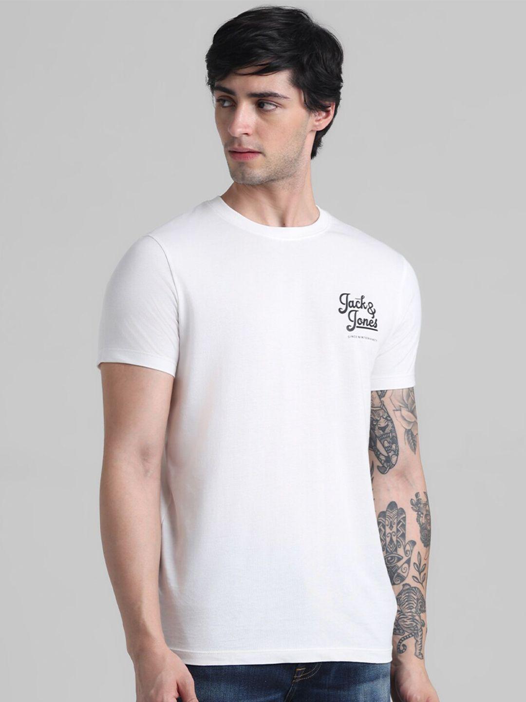 jack & jones typography printed slim fit pure cotton t-shirt