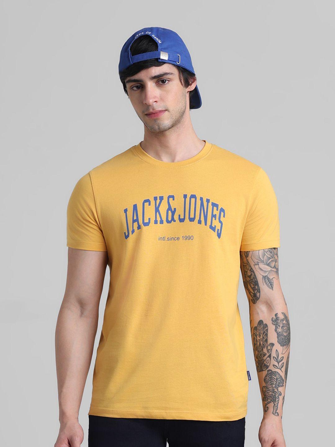 jack & jones typography printed slim fit pure cotton t-shirt