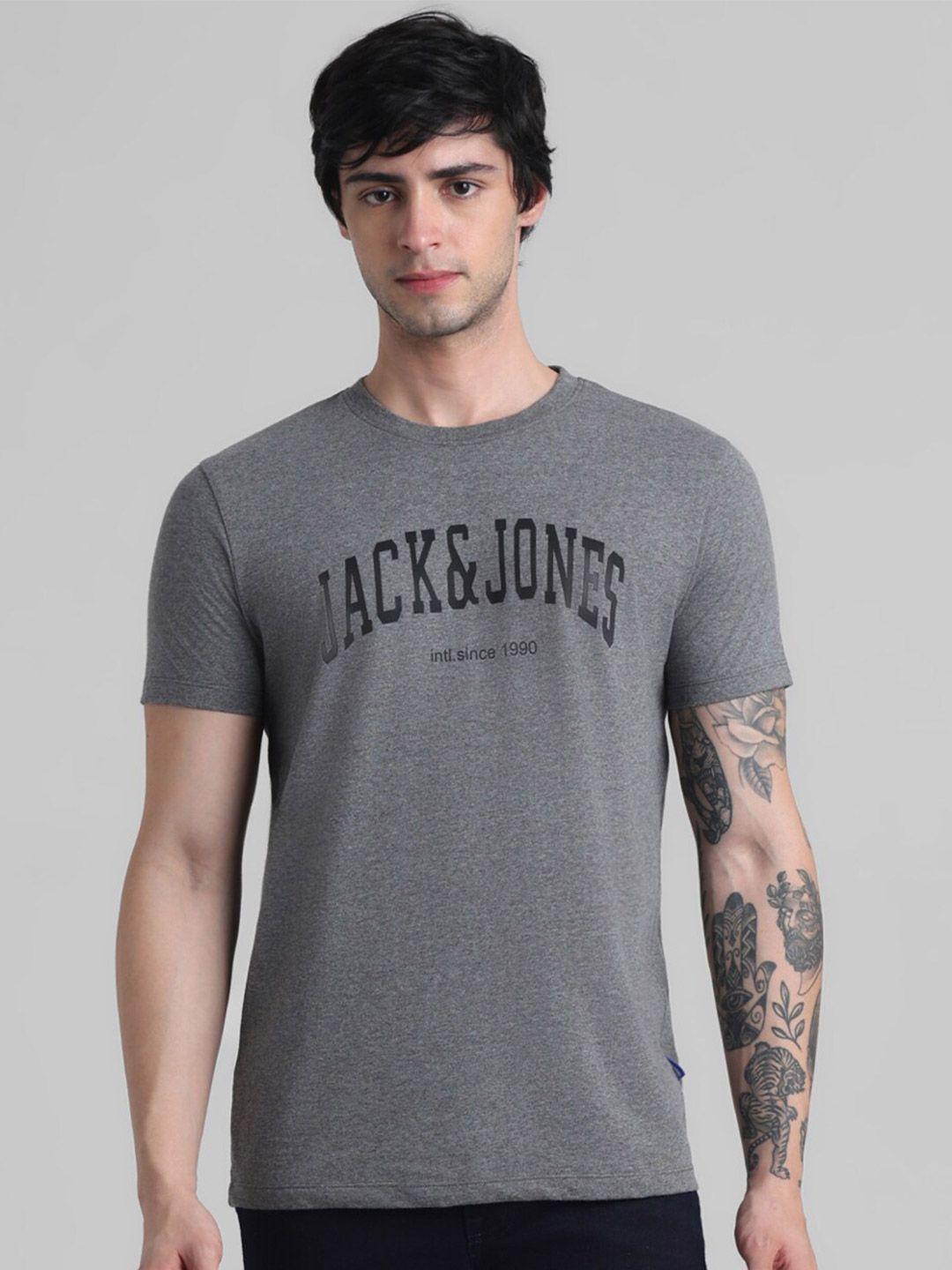 jack & jones typography printed slim fit pure cotton t-shirt