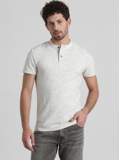 jack & jones white melange slim fit t-shirt