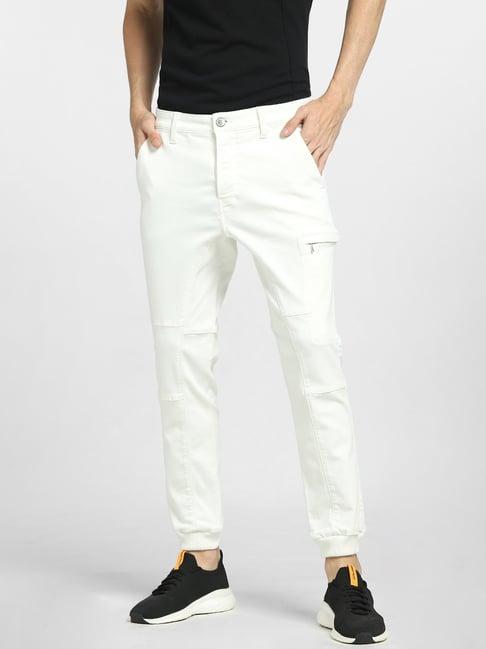 jack & jones white regular fit flat front trousers