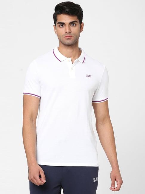 jack & jones white regular fit polo t-shirt