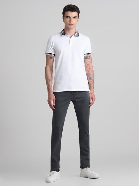 jack & jones white slim fit cotton polo t-shirt