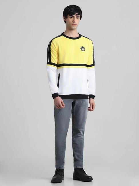 jack & jones yellow & white regular fit sweatshirt