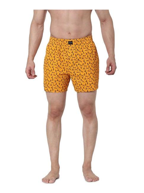 jack & jones yellow cotton printed boxers