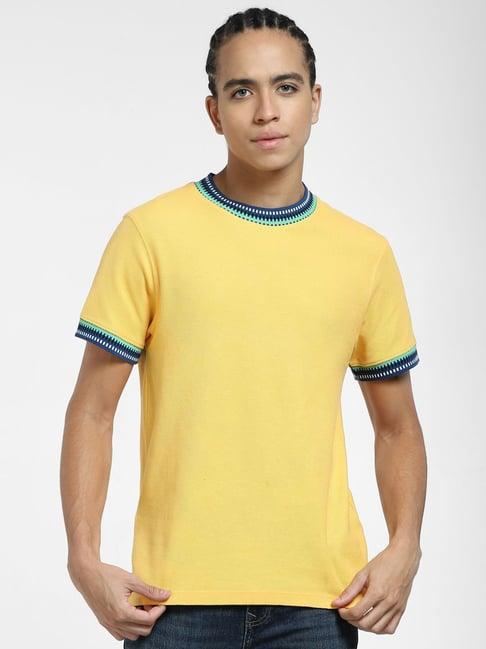 jack & jones yellow cotton regular fit t-shirt