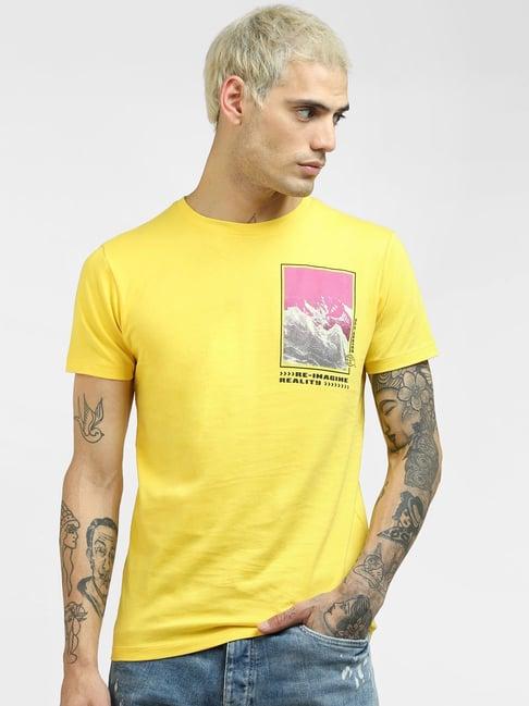 jack & jones yellow printed t-shirt