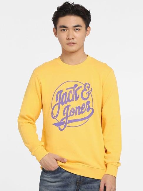 jack & jones yellow regular fit printed sweatshirt