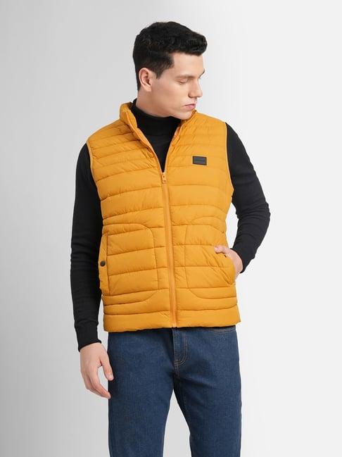 jack & jones yellow regular fit puffer jacket