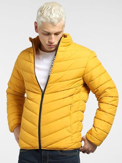 jack & jones yellow regular fit puffer jacket