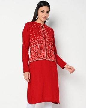 jacket overlay straight winter kurta