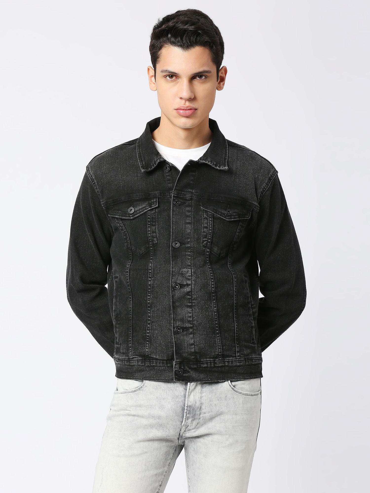 jacket regular fit front pocket trucker jacket