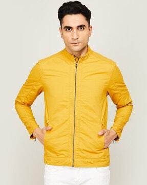 jacket with zip front closure