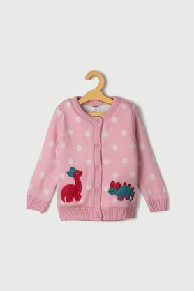 jacquard acrylic regular fit infant girls sweater - pink