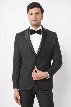 jacquard rayon slim fit men's casual wear suit - black