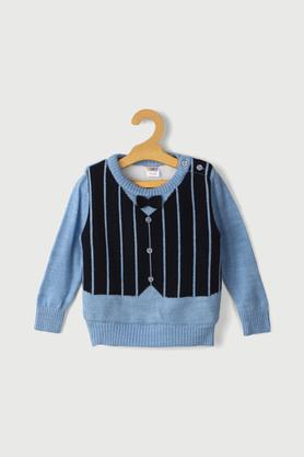 jacquard acrylic regular fit infant boys sweater - powder blue