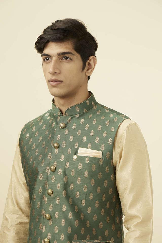 jacquard art silk regular fit mens nehru jacket