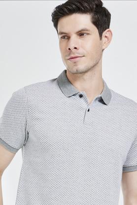 jacquard cotton regular fit mens t-shirt - grey melange