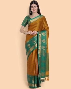 jacquard cotton silk saree with zari border