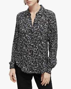 jacquard long sleeve shirt with embroidery details