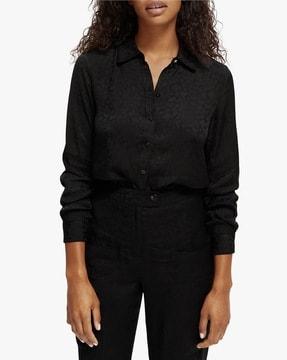 jacquard long sleeve shirt with embroidery details