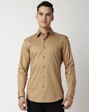 jacquard monograms italian cotton slim fit shirt