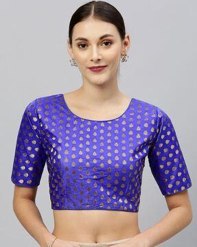 jacquard round-neck blouse