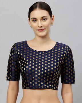 jacquard round-neck blouse