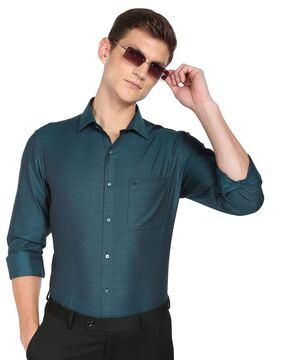 jacquard shirt with patch pocket