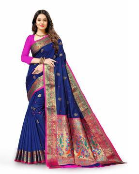 jacquard silk saree with woven motifs