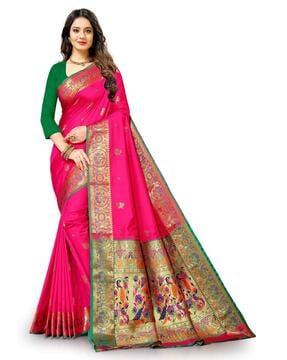 jacquard silk saree with woven motifs