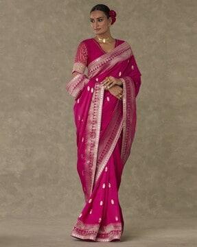 jacquard silk saree with zari border