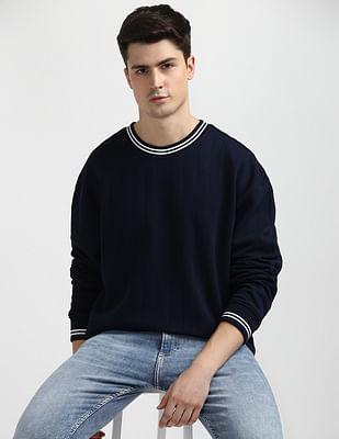 jacquard striped relaxed fit sweater