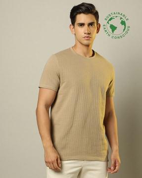 jacquard waffle structured knit t-shirt