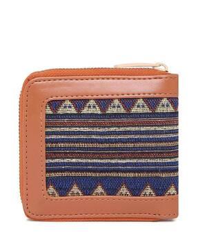 jacquard weave zip around wallet