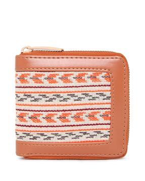 jacquard weave zip around wallet