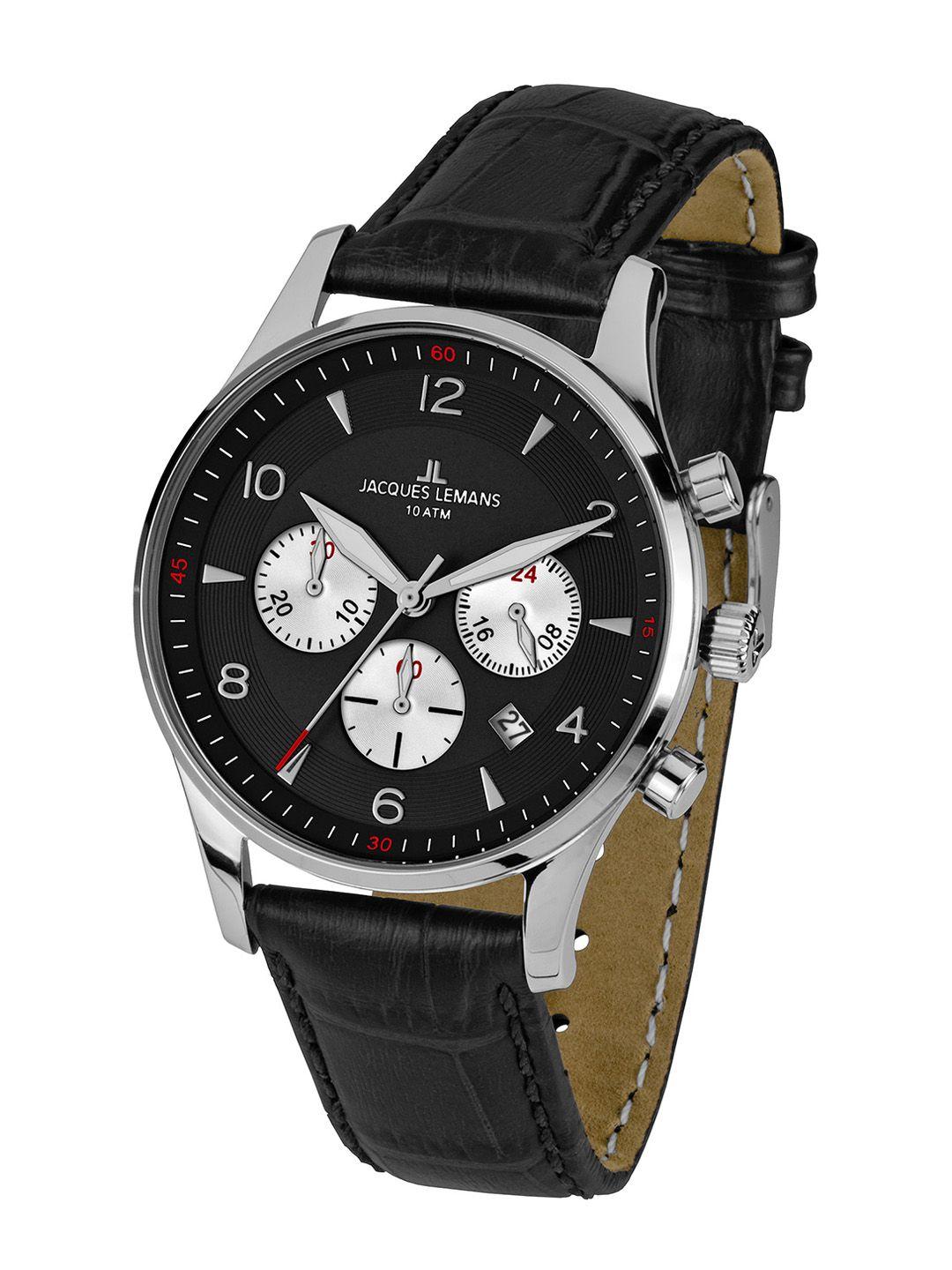 jacques lemans men black analogue watch 1-1654a