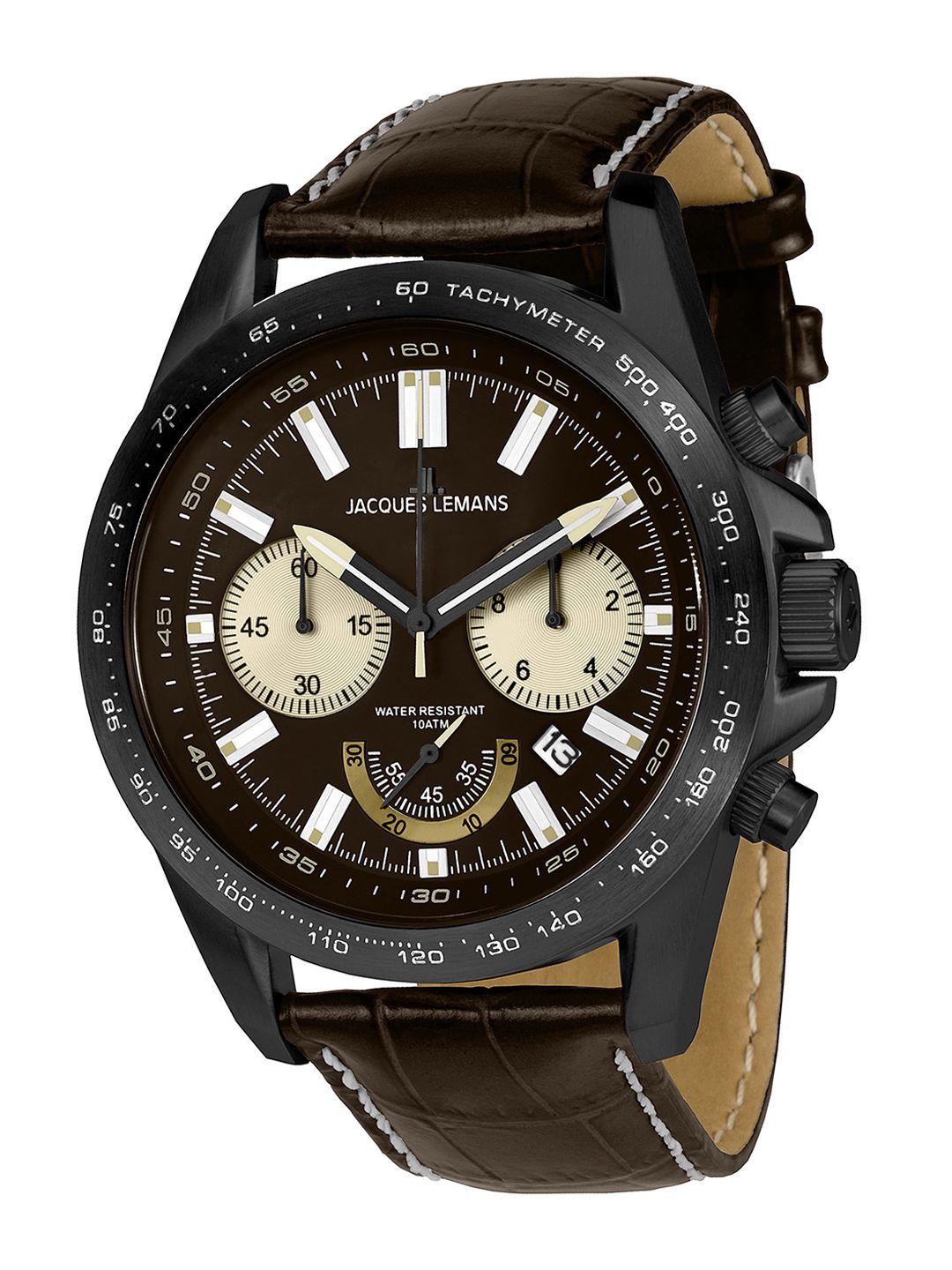 jacques lemans men brown analogue watch 1-1756e