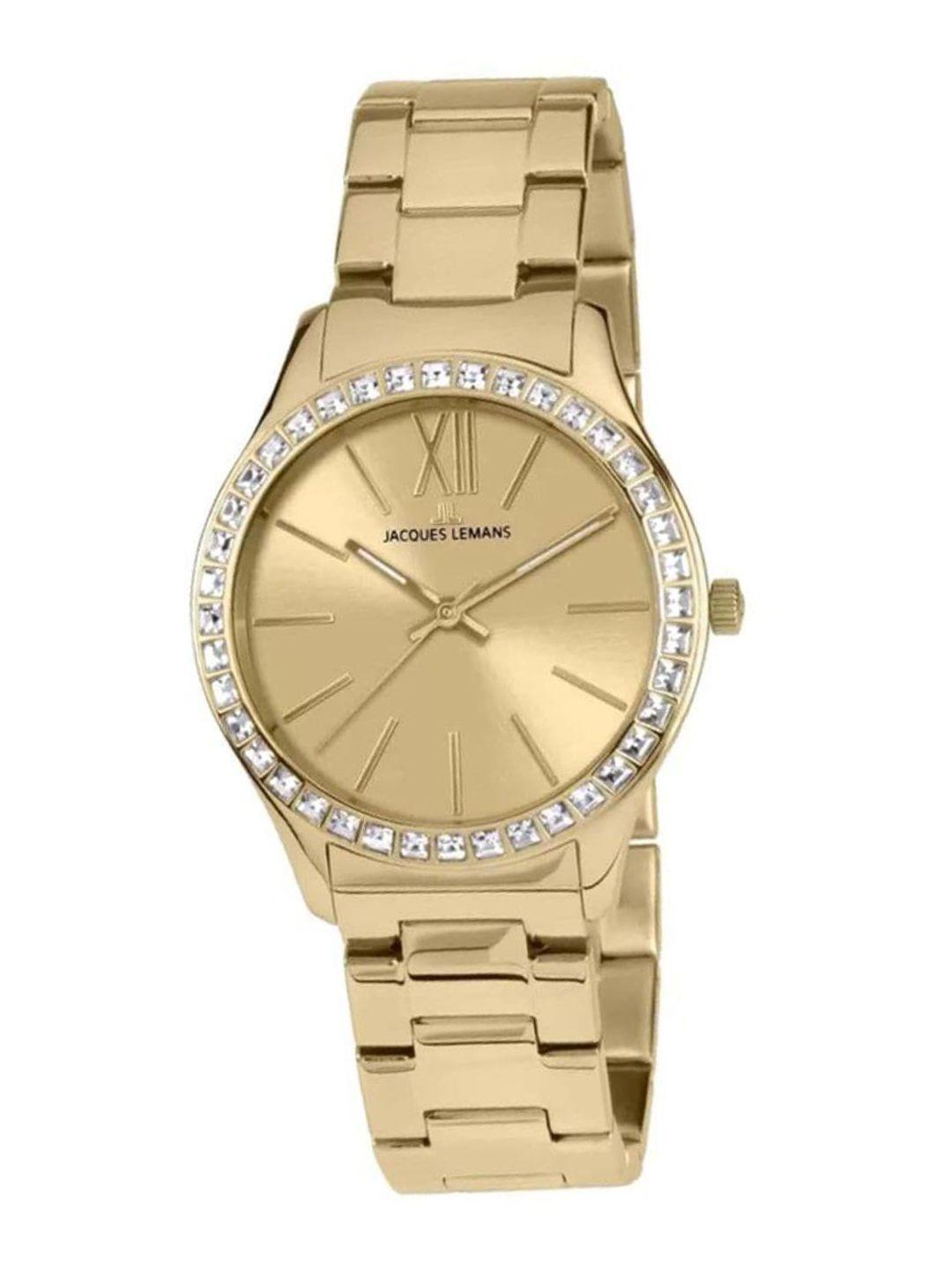 jacques lemans women embellished stainless steel bracelet style analogue watch 1-1841g