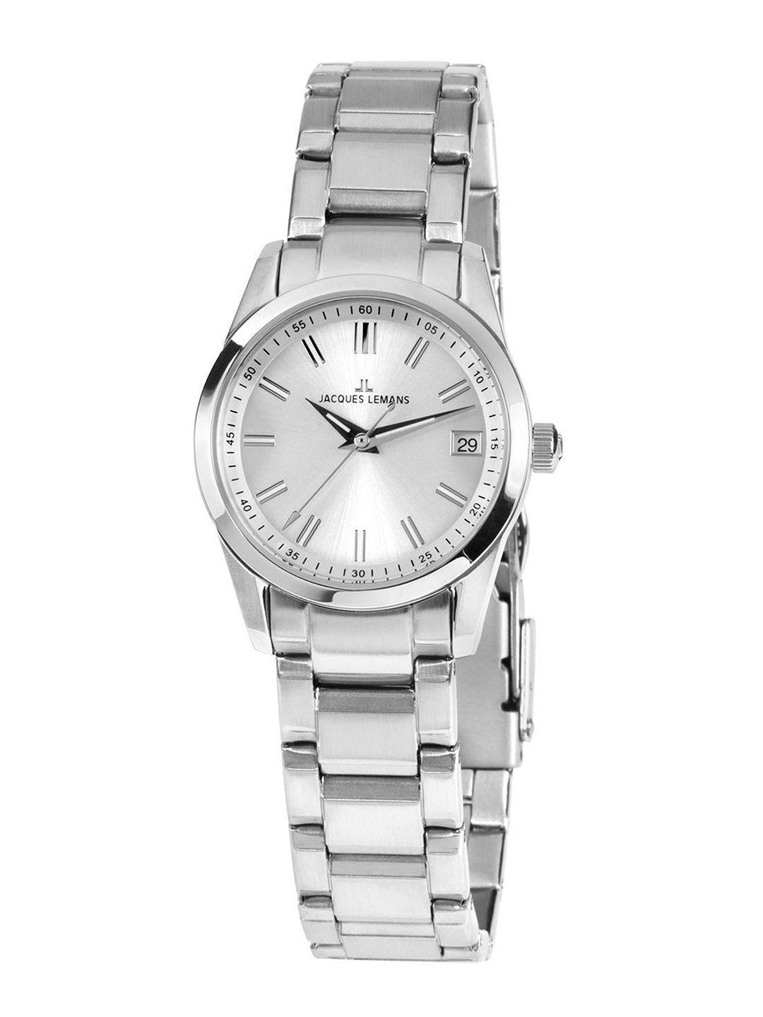 jacques lemans women silver-toned analogue watch 1-1811b