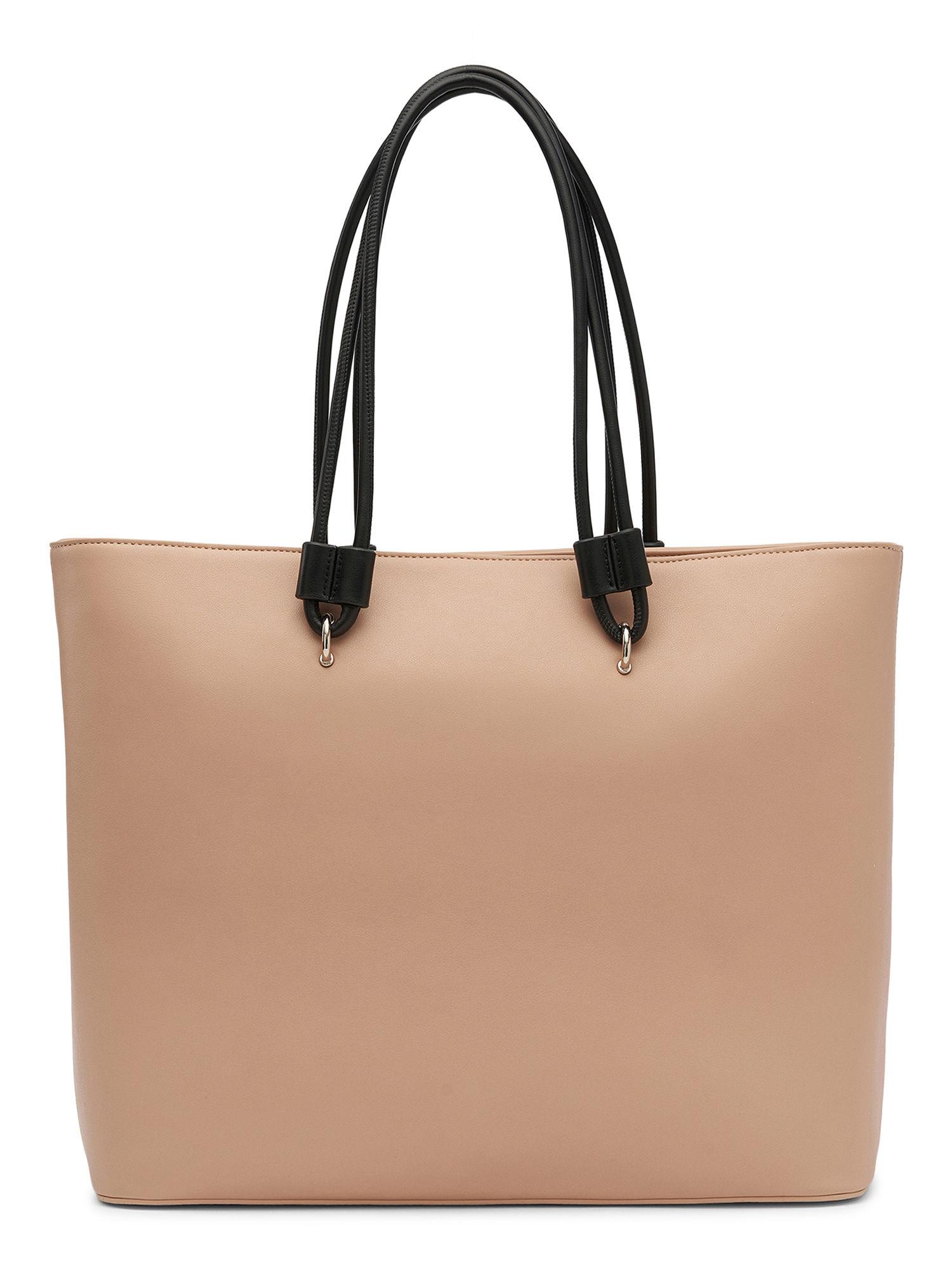 jada solid tote bag for women - beige