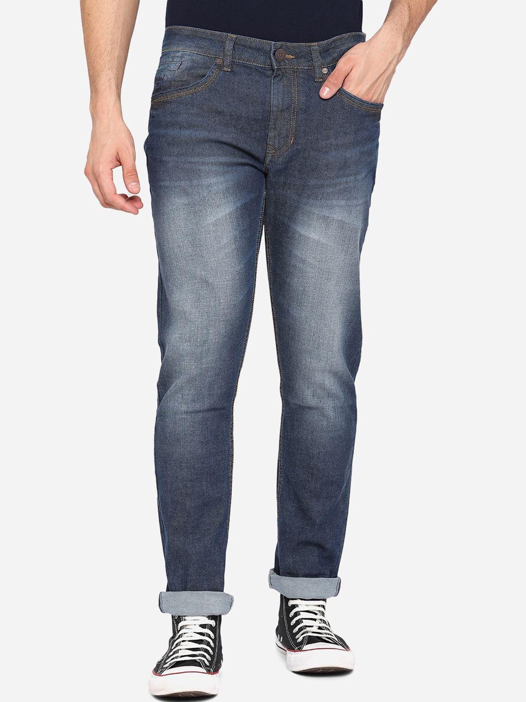 jade blue men blue straight fit heavy fade stretchable jeans